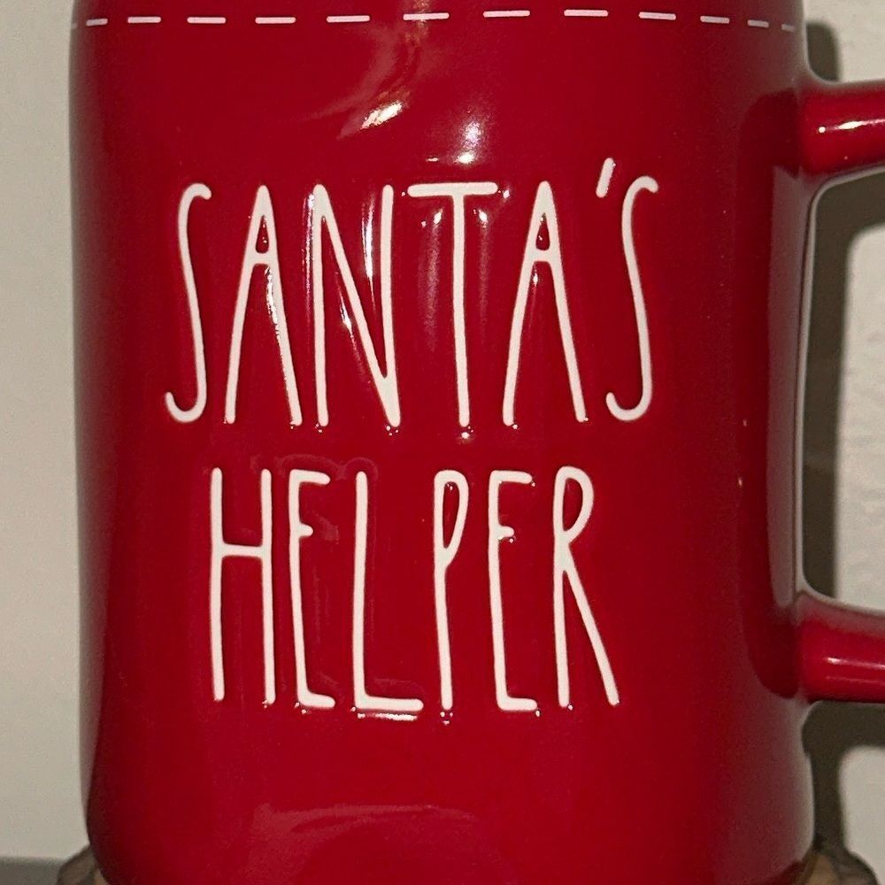 RAE DUNN. Artisan Collection by Magenta SANTA’S HELPER Red White Stationary MUG - Picture 8 of 8